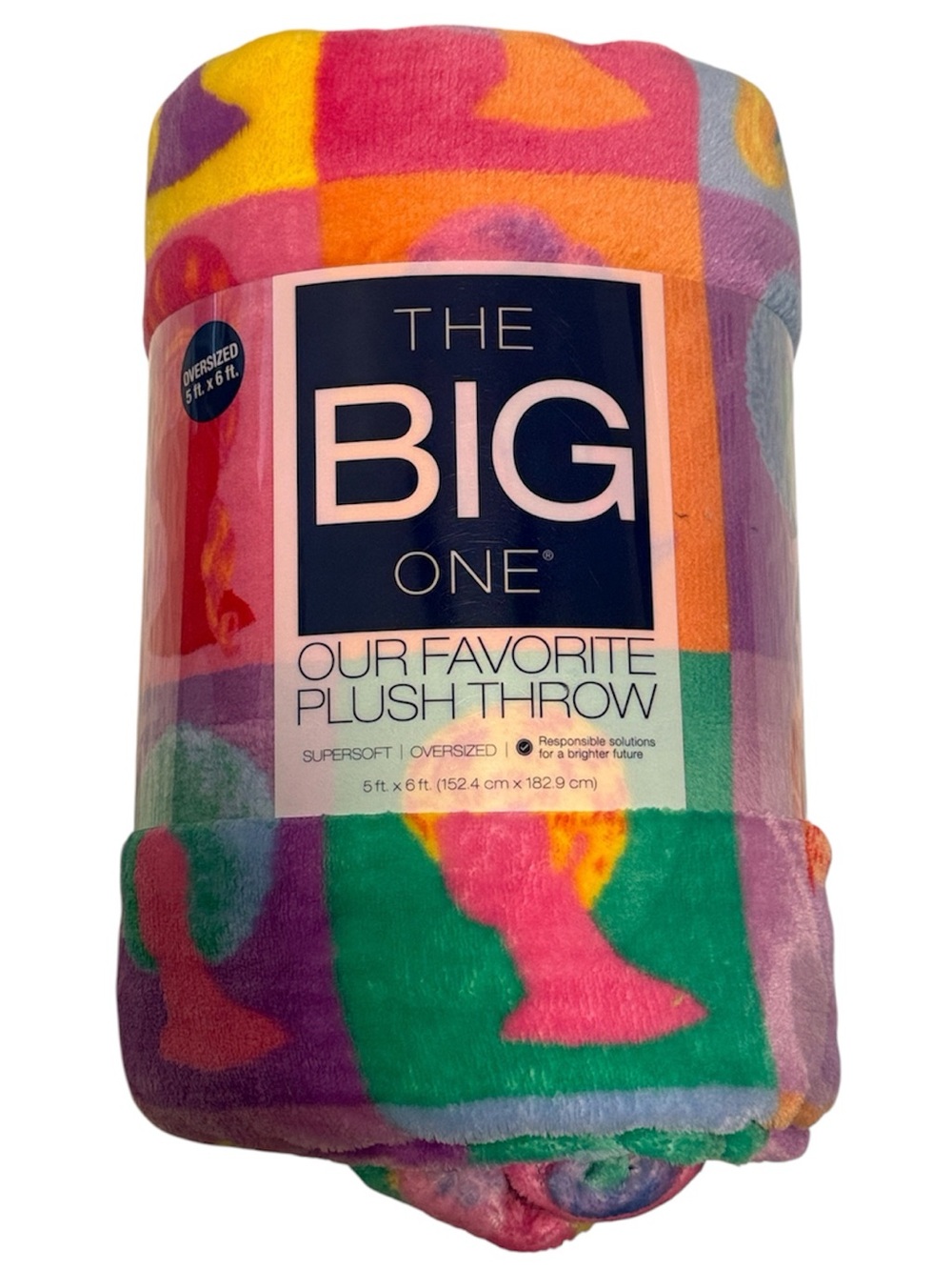 The Big One Rainbow Colored Pop Art Hairstyles Oversized Blanket NWT